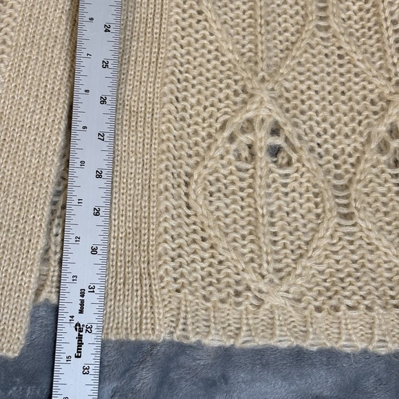 Moda International Cream Mohair Long Cardigan Sweater Large Cottagecore Boho - Picture 3 of 8